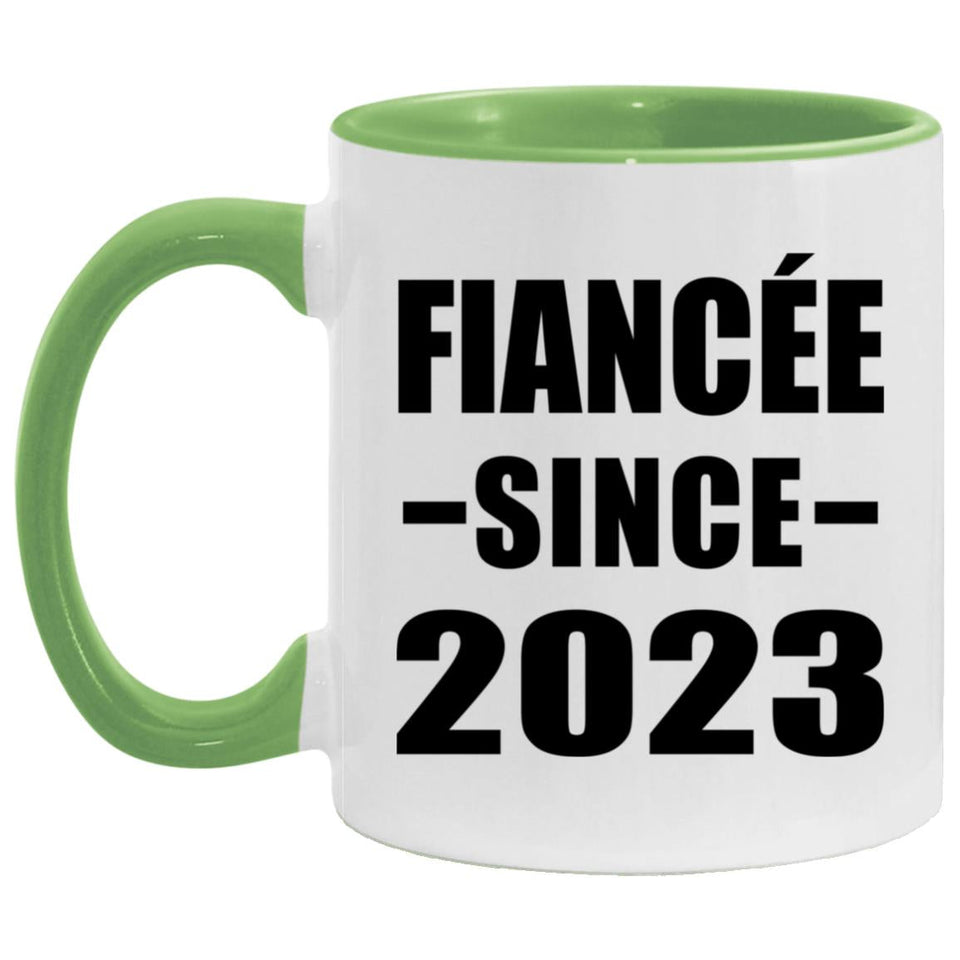 Fiancee Since 2023 - 11oz Accent Mug Green
