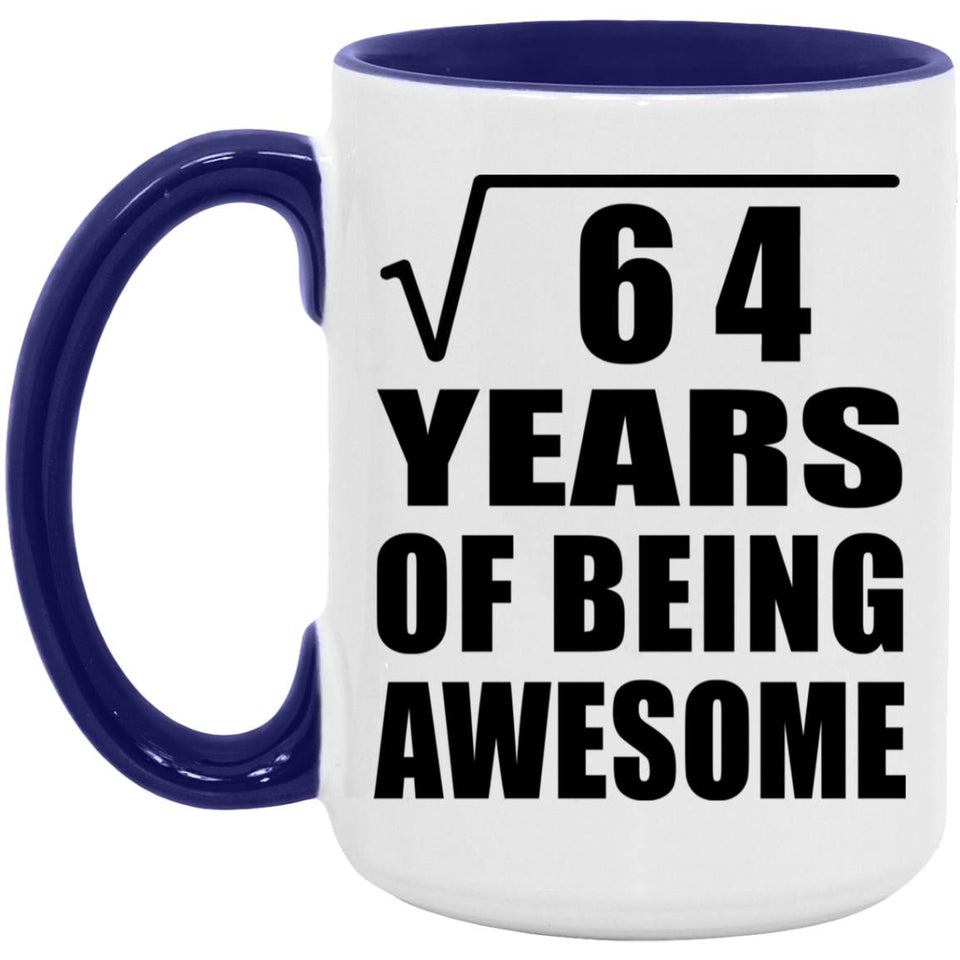 8th Birthday Square Root of 64 Years of Being Awesome - 15oz Accent Mug Purple