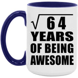 8th Birthday Square Root of 64 Years of Being Awesome - 15oz Accent Mug Purple