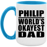 Philip World's Okayest Dad - 15oz Accent Mug Blue