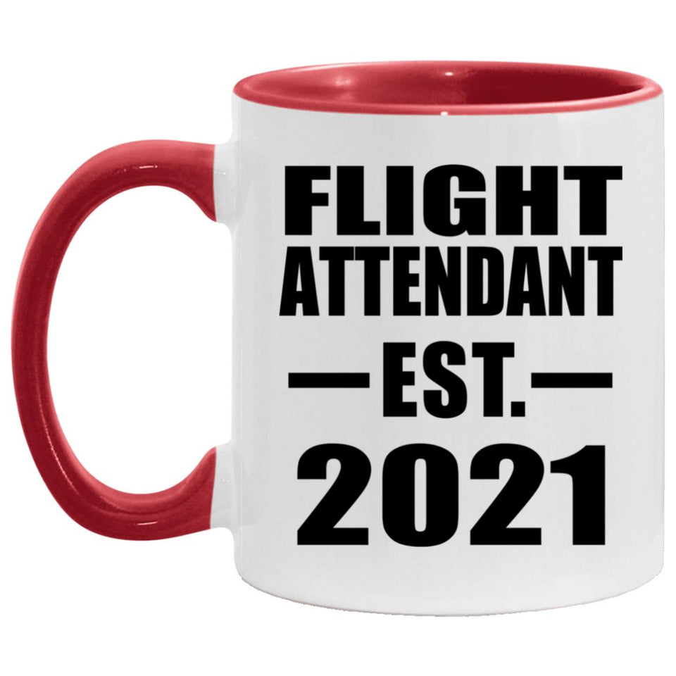 Flight Attendant Established EST. 2021 - 11oz Accent Mug Red