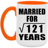 11th Anniversary Married For Square Root of 121 Years - 15oz Accent Mug Orange