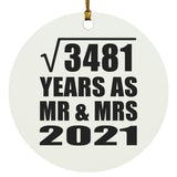 59th Anniversary Square Root of 3481 Years As Mr & Mrs 2021 - Circle Ornament