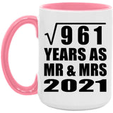 31st Anniversary Square Root of 961 Years As Mr & Mrs 2021 - 15oz Accent Mug Pink