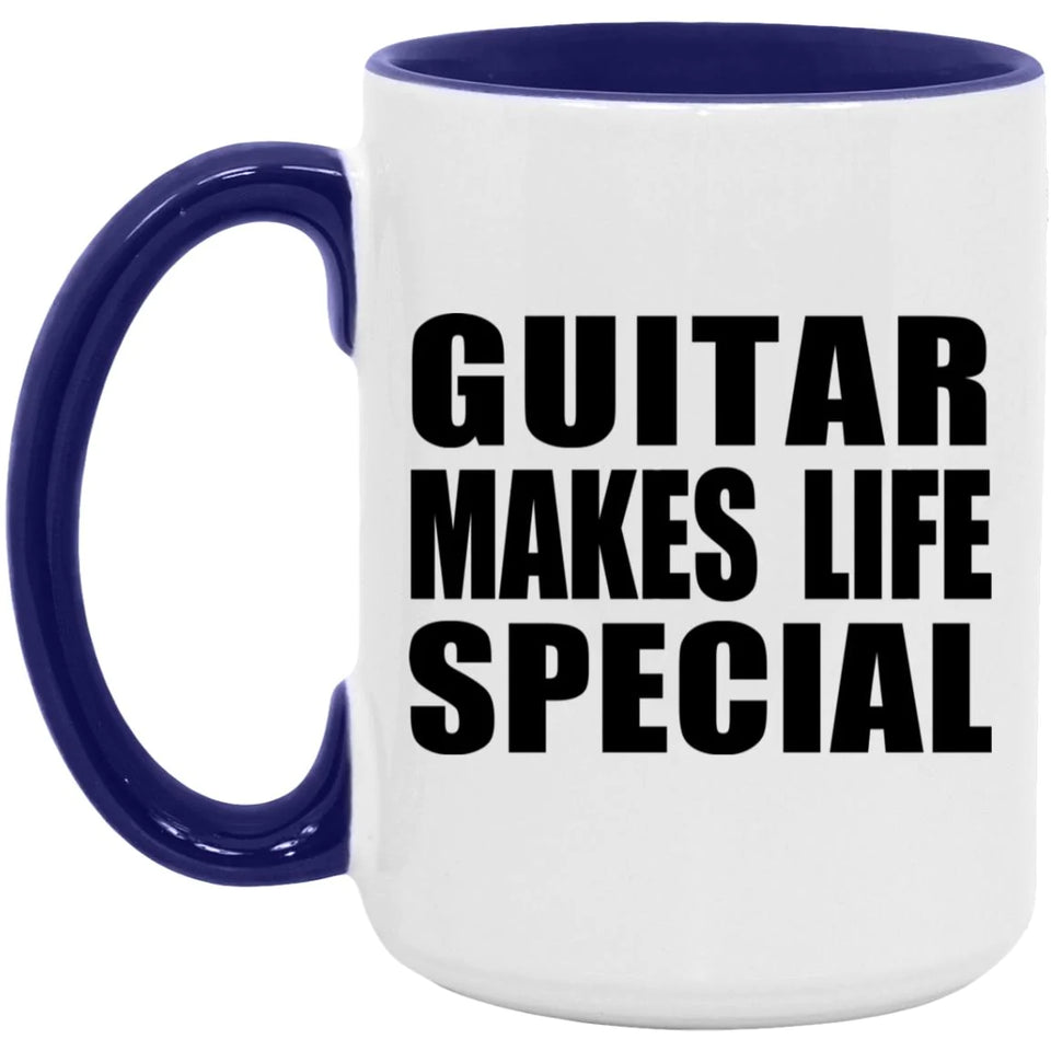 Guitar Makes Life Special - 15oz Accent Mug Purple