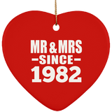 42nd Anniversary Mr & Mrs Since 1982 - Heart Ornament