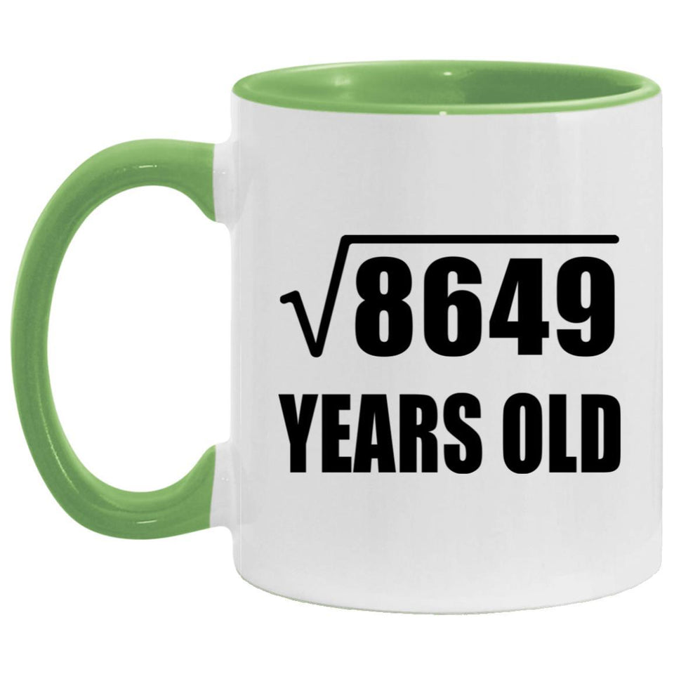 93rd Birthday Square Root of 8649 Years Old - 11oz Accent Mug Green