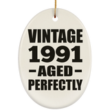 33rd Birthday Vintage 1991 Aged Perfectly - Oval Ornament