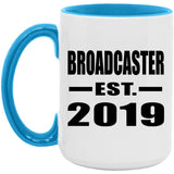 Broadcaster Established EST. 2019 - 15oz Accent Mug Blue