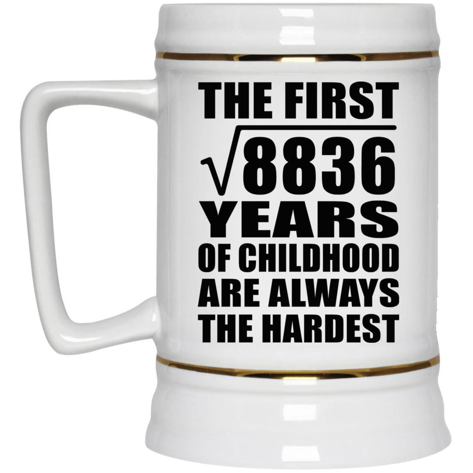94th Birthday Square Root of 8836 Years of Childhood - Beer Stein