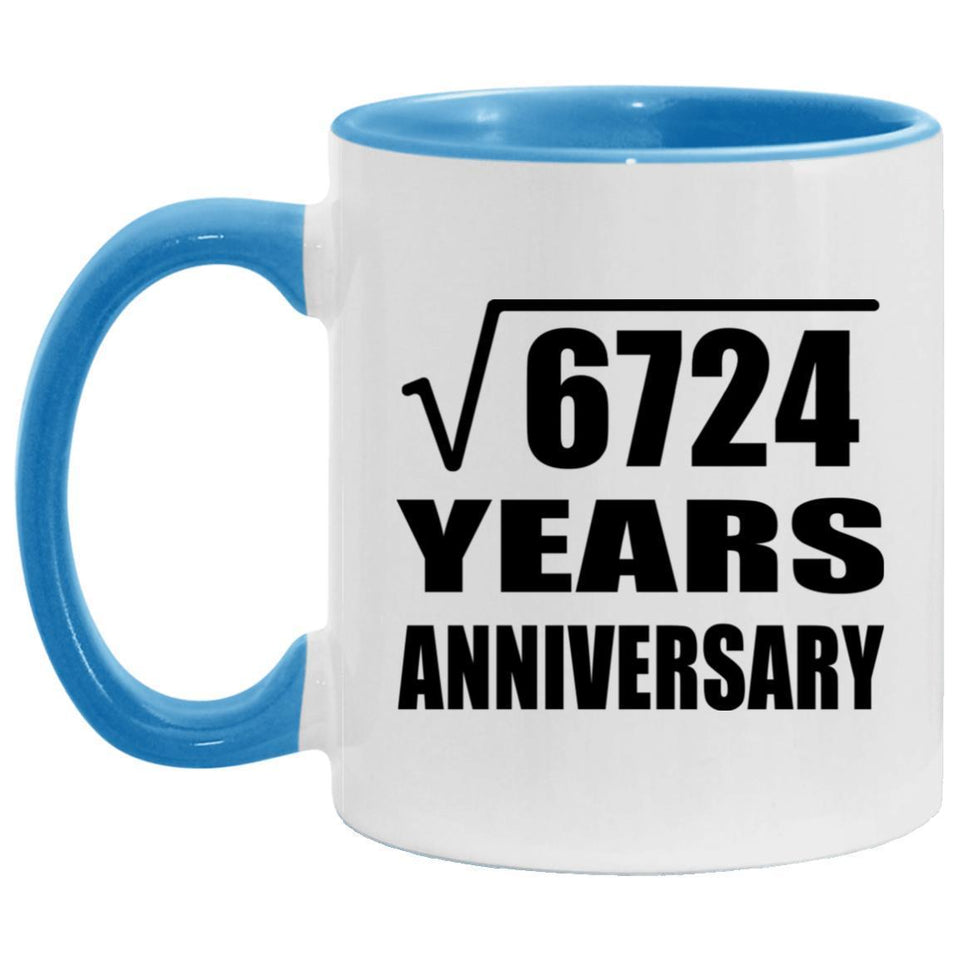 82nd Anniversary Square Root of 6724 Years Anniversary - 11oz Accent Mug Blue