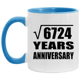82nd Anniversary Square Root of 6724 Years Anniversary - 11oz Accent Mug Blue