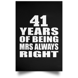 41st Anniversary 41 Years of Being Mrs Always Right - Poster Portrait
