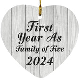 First Year As Family Of Five 2024 - Heart Ornament F