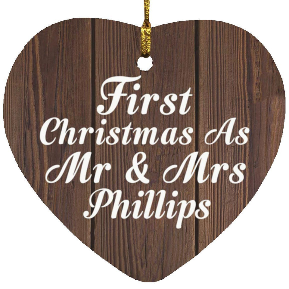 First Christmas As Mr & Mrs Phillips - Heart Ornament D