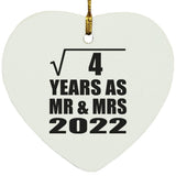 2nd Anniversary Square Root of 4 Years As Mr & Mrs 2022 - Heart Ornament