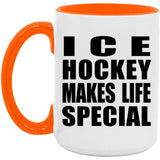 Ice Hockey Makes Life Special - 15oz Accent Mug Orange