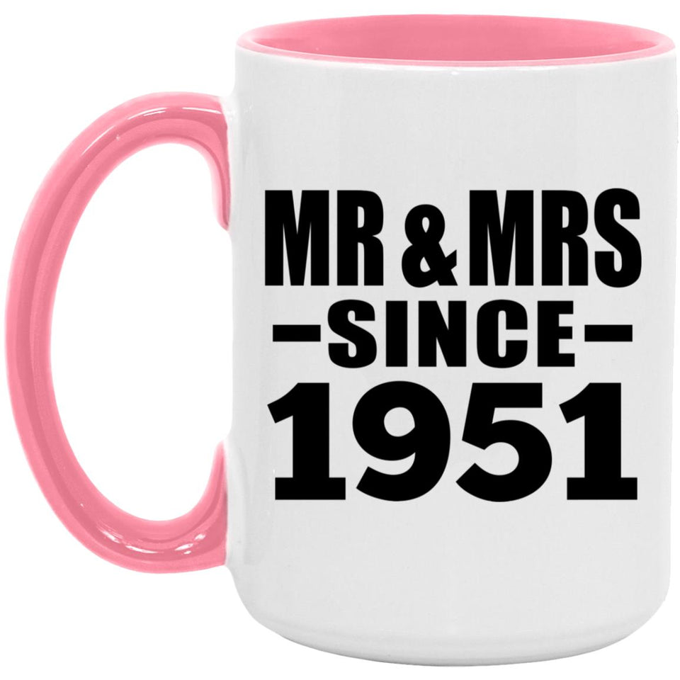 73rd Anniversary Mr & Mrs Since 1951 - 15oz Accent Mug Pink