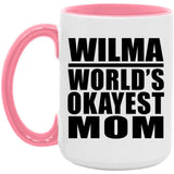 Wilma World's Okayest Mom - 15oz Accent Mug Pink