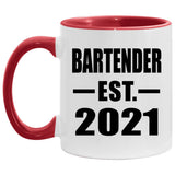 Bartender Established EST. 2021 - 11oz Accent Mug Red