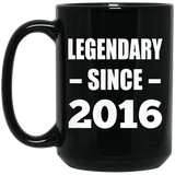 8th Birthday Legendary Since 2016 - 15oz Coffee Mug Black
