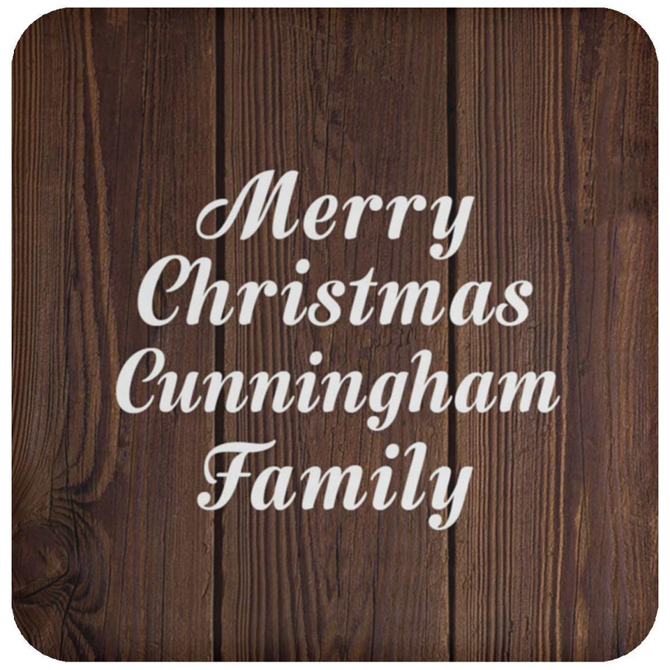 Merry Christmas Cunningham Family - Drink Coaster D