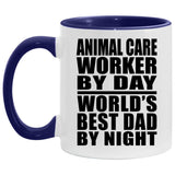 Animal Care Worker By Day World's Best Dad By Night - 11oz Accent Mug Purple