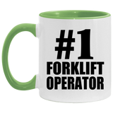 Number One #1 Forklift Operator - 11oz Accent Mug Green