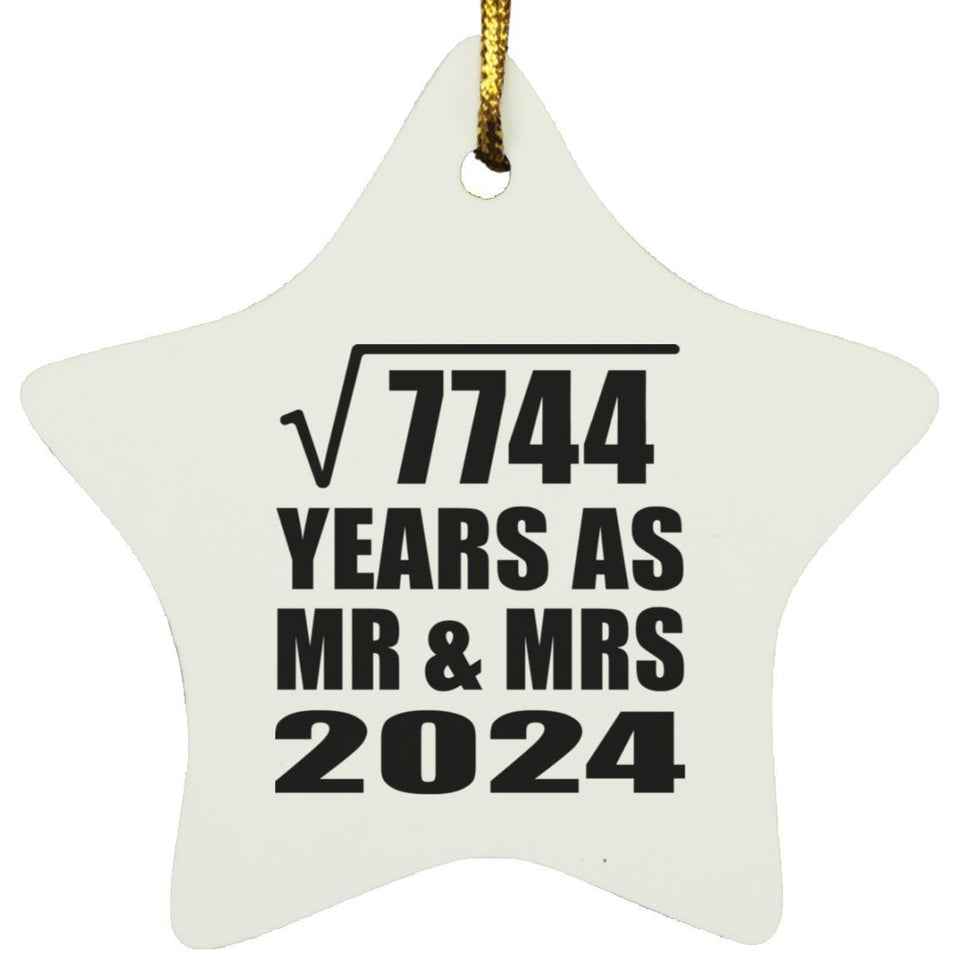 88th Anniversary Square Root of 7744 Years As Mr & Mrs 2024 - Star Ornament