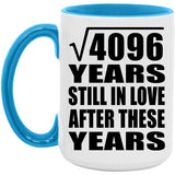 64th Anniversary Square Root of 4096 Years Still In Love - 15oz Accent Mug Blue