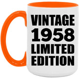 66th Birthday Vintage 1958 Limited Edition - 15oz Accent Mug Orange