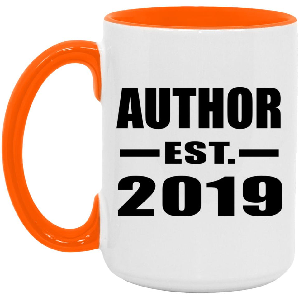 Author Established EST. 2019 - 15oz Accent Mug Orange