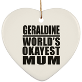 Geraldine World's Okayest Mum - Heart Ornament