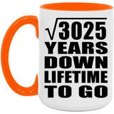 55th Anniversary Square Root of 3025 Years Lifetime To Go - 15oz Accent Mug Orange