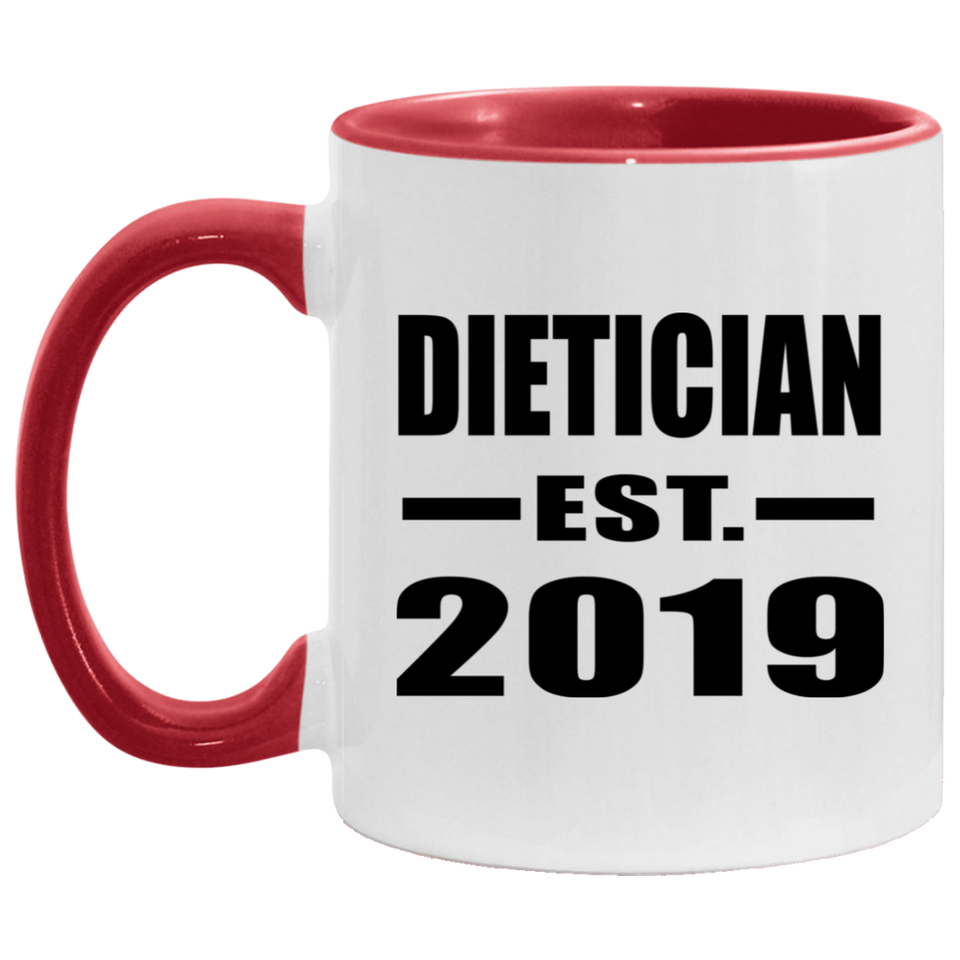 Dietician Established EST. 2019 - 11oz Accent Mug Red