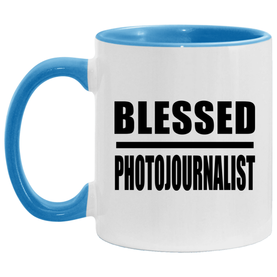 Blessed Photojournalist - 11oz Accent Mug Blue