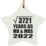 61st Anniversary Square Root of 3721 Years As Mr & Mrs 2022 - Star Ornament