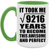 96th Birthday Took Square Root of 9216 Years To Awesome - 15oz Accent Mug Green