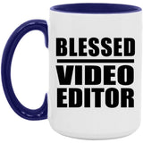 Blessed Video Editor - 15oz Accent Mug Purple