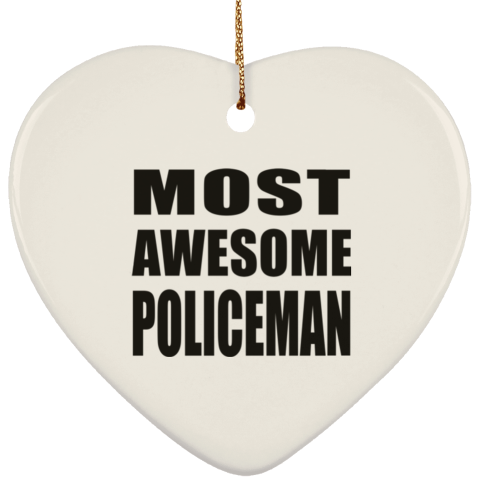 Most Awesome Policeman - Heart Ornament