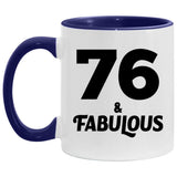 76th Birthday 76 & Fabulous - 11oz Accent Mug Purple