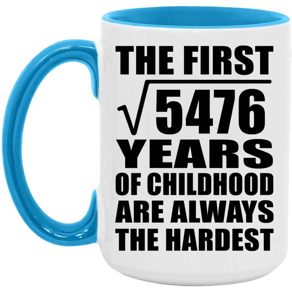 74th Birthday Square Root of 5476 Years of Childhood - 15oz Accent Mug Blue