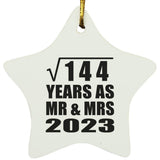 12th Anniversary Square Root of 144 Years As Mr & Mrs 2023 - Star Ornament