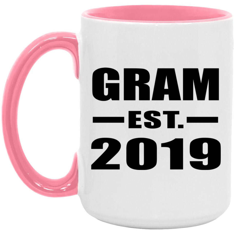 Gram Established EST. 2019 - 15oz Accent Mug Pink
