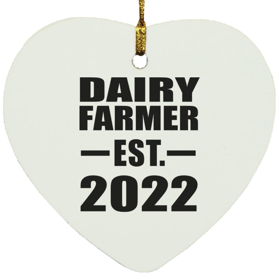 Dairy Farmer Established EST. 2022 - Heart Ornament