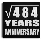 22nd Anniversary Square Root of 484 Years Anniversary - Canvas Square