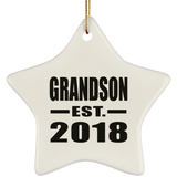 Grandson Established EST. 2018 - Star Ornament
