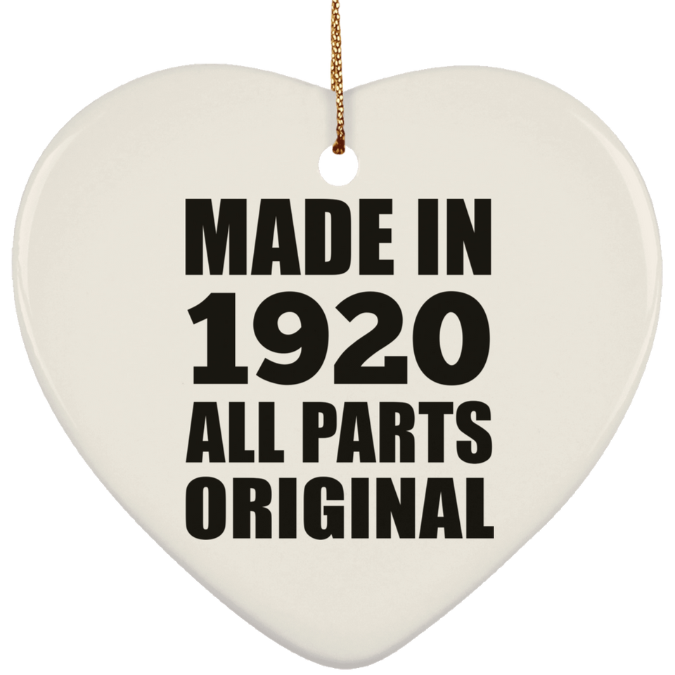 104th Birthday Made in 1920 All Parts Original - Heart Ornament