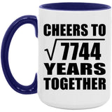 88th Anniversary Cheers To Square Root of 7744 Years Together - 15oz Accent Mug Purple