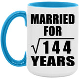 12th Anniversary Married For Square Root of 144 Years - 15oz Accent Mug Blue